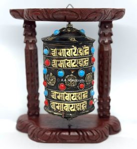 Ruedas de Oración Grabadas, Recuerdos Religiosos Decorativos, Regalos de Metal Tallado, Hechos a Mano, Budismo, Año Nuevo Chino, Asthamangal - Product Image 2