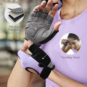 <b>Half</b> Finger Gym Fitness Gloves Pink Mesh Adjustable Wrist Strap Non <b>Slip</b> Breathable for Weight Lifting Training Unisex - Product Image 6