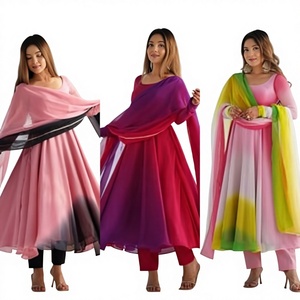 Pantalon de créateur de haute qualité Tennecy avec georgette multicolore Dupatta pour les fêtes - Product Image 1