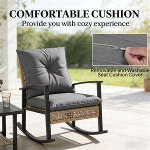 Juego de Muebles de Bar Pequeños de 3 Piezas, Color Gris, para Patio y Jardín - Product Image 4