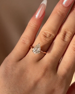 2 Carat Pear Cut Lab Grown Diamond <b>Solitaire</b> Engagement <b>Ring</b> 18K Gold Plated Trendy Design for Anniversary - Product Image 1
