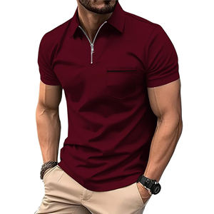 Camiseta Deportiva de Golf para Hombre con Cierre de Cremallera, Manga Corta, Secado Rápido, Logotipo Impreso, 100% Poliéster Tejido - Product Image 1