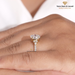 Bague de Mariage en Or Jaune Massif 14K, Diamant CVD de Laboratoire Certifié IGI, Couleur D, Pureté VVS2, Forme Ovale 1,00 Carat, Cadeau Parfait - Product Image 4