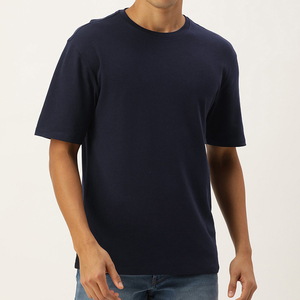 เสื้อยืดคอกลมแขนสั้นผู้ชาย สีกรมท่า ทรงปกติ ผ้าฝ้ายเจอร์ซีย์ สีพื้น เรียบง่าย สวมใส่สบาย - Product Image 6