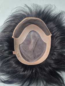 Natural Black Indian Remy <b>Hair</b> Natural Wave Lace Front Toupee Cap with Scalp Coverage for Men - Product Image 6