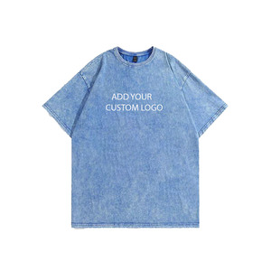 เสื้อยืดผู้ชายผ้าคอตตอนย้อมสีแบบแอซิดวอช ทรงโอเวอร์ไซส์ สไตล์วินเทจ สำหรับผู้ชาย รับสกรีนโลโก้ เสื้อผ้าสตรีทแวร์ เสื้อยืดเปล่า Y2K ผ้าหนา 250GSM - Product Image 1