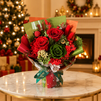 Groothandel Kerst Gedroogde Bloemenboeket, Gedroogde Bloemarrangement, Feestelijke Huisdecoratie, Kerstcadeau, Bloemendecoratie