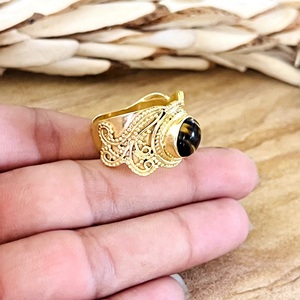 Hot Design Silver <b>Eye</b> Boho <b>Tiger</b> <b>Eye</b> Vintage Brass <b>Ring</b> Women 18k Gold Plated Certified Filigree Tribal Swirl Jewelry - Product Image 5