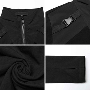 <b>Men's</b> Gothic Long Sleeve Shirt Black Streetwear Top with Windproof Zipped Stand Collar and Shoulder Buckles - Product Image 4