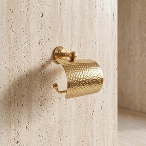 Porte-papier toilette mural en laiton martelé, porte-rouleau de papier toilette en laiton massif avec finition texturée faite à la main, décoratif vintage - Product Image 5
