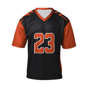 Nouveau design, prix raisonnable, logo personnalisé, respirant, col en V, manches courtes, 100% polyester, maillot de football américain - Product Image 1