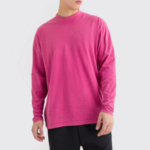 เสื้อยืดโอเวอร์ไซส์แขนยาวผ้าฝ้าย 100% เนื้อนุ่ม ระบายอากาศได้ดี ทนทาน ทรงหลวม ใส่สบายสำหรับผู้ชาย รุ่นใหม่ล่าสุด - Product Image 5