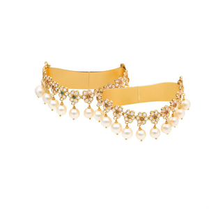 18K Gold Plated Brass Hoop Earrings with Pearl and Cross Design - Product Image 2