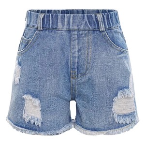 Shorts de Mezclilla Azules para Mujer, Estilo Vintage, Ultra Cortos, con Borlas, Cintura Alta, Desgastados - Product Image 1