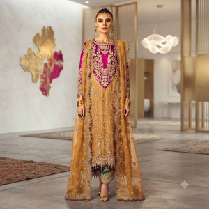 Robe de mariée traditionnelle indienne et pakistanaise en soie Salwar Kameez pour femmes, longueur cheville, brodée, coupe classique - Product Image 4