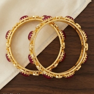 925 Silver Monzo Bangles Ruby Stone Crystal Geometric Bangles for Women Party Jewelry <b>Kada</b> Set for Women Wedding Jewelry - Product Image 4