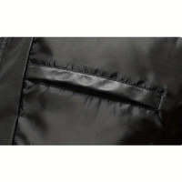 Veste matelassée en PU noire pour homme, col montant, fermeture éclair, coupe-vent, vêtement d'hiver décontracté, épaisse, longueur standard