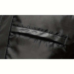 Veste matelassée en PU noire pour homme, col montant, fermeture éclair, coupe-vent, vêtement d'hiver décontracté, épaisse, longueur standard - Product Image 6