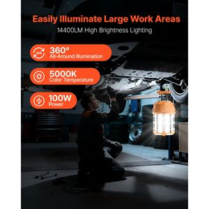 <b>LED</b> Temporary <b>Work</b> <b>Light</b> 100W 14400 lm 5000K Durable Water Resistant Linkable up to 8 Units for Workshop Job Site - Product Image 2