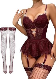 <b>Sexy</b> Solid Woman Lingerie Teddy Bodysuit Skirt <b>Set</b> - Product Image 4