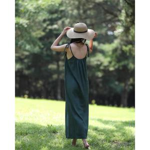 Vestido Largo Maxi de Lino y Algodón para Mujer, Sin Mangas, Corte Holgado, Informal, Cómodo, para Playa o Verano - Product Image 5