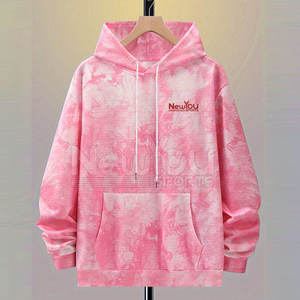 <b>Pink</b> Solid Hooded Sweatshirt Unisex Oversized Casual Knitted 100% Cotton Breathable Winter Regular Fit - Product Image 1