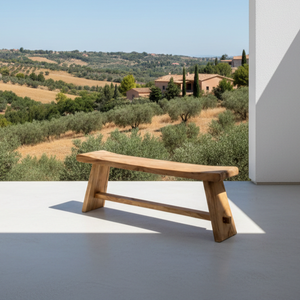 Banc d'extérieur en bois moderne et durable Ryu, facile à nettoyer, idéal pour les appartements, fabriqué en bois naturel massif avec un design de grain unique - Product Image 1