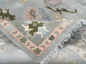 Alfombra Persa Oushak de Lana Anudada a Mano de Primera Calidad |   Alfombra Moderna de Color Gris Marrón Pastel con Diseño Floral, Hecha a Mano, Apta para Mascotas, Antideslizante, 1 Pieza - Product Image 5