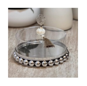 Stainless Steel Silver Color Chocolates <b>Server</b> With Acrylic Lid Customized Size And Shape Pastry Serving Tray With Dome - Product Image 5