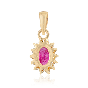 Most Beautiful Latest Design Real 14K Yellow Gold <b>Ruby</b> & Diamond Women's Cluster Pendant Fine High End Jewelry Manufacturer - Product Image 6