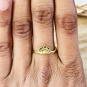 High Demand Lotus <b>Ring</b> Boho Brass <b>Ring</b> For Women 18k Gold Plated Dainty Floral Jewelry Wholesale <b>Ring</b> /OEM/ODM Support Available - Product Image 6