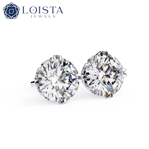 Pendientes de Diamantes Naturales con Corte Brillante Redondo para Mujer, Oro Blanco, Certificados por GIA, Joyería Clásica para Bodas - Product Image 1