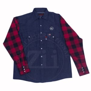 Chaquetas de Soldadura Resistentes al Fuego y al Agua FR Clothing Snaps Down de 7.5oz, Camisa FR NFPA2112 con Botones de Perla, Dos Tonos - Product Image 1