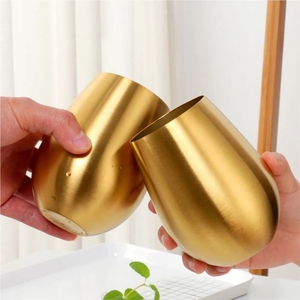 Custom Logo Stainless Steel Copper Plated <b>Wine</b> Glass Luxury Metal Gin Cocktail <b>Goblet</b> Shatterproof Barware Drinkware Gift Glass - Product Image 5