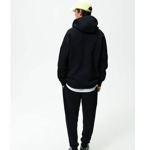 Custom Heavyweight Winter Hooded <b>Men</b> <b>Pullover</b> Tracksuit 100% Cotton Fleece Black Color Eco-Friendly Casual Streetwear Tracksuits - Product Image 4