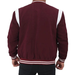 Unisex Casual Varsity <b>Jacket</b> Baseball Logo Print Wool Body Patchwork Stand Collar Front Position Canvas Streetwear Bomber - Product Image 4