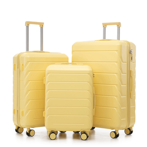 ABS and PC Trolley <b>Box</b> 3-in-1 20in 24in 28in Wine Yellow Alloy Iron Tie Rod for Travel Luggage Sets - Product Image 2