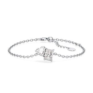 Bracelets à maillons REYES personnalisables en or blanc 14 carats avec diamant de laboratoire de 1,8 carat, bijoux de luxe pour femmes, cadeau d'anniversaire ou de mariage - Product Image 1