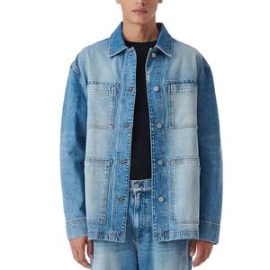 Veste en jean pour homme sur mesure OEM, effet délavé, en coton denim, coupe oversize, vintage, lavée, logo frontal, 2026 - Product Image 2