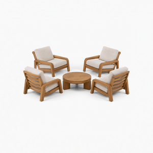 Sillón de Exterior Moderno de Madera de Teca Sólida con Cojines, Muebles de Lujo para Piscina, Patio, Resort, Villa y Hotel - Product Image 5
