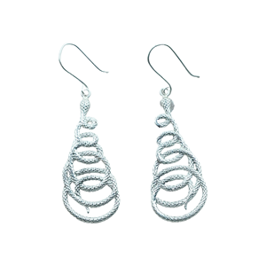Pendientes Colgantes de Plata de Ley 925 con Forma de Serpiente, Hechos a Mano, Diseño de Reptil Texturizado, Joyería de Moda para Mujer - Product Image 1