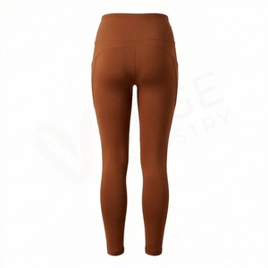 High Waist Full Length Yoga <b>Leggings</b> <b>With</b> <b>Pockets</b> Solid Color Spandex Nylon Seamless Design - Product Image 2