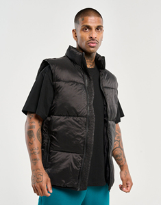Men's Black Stand Collar Puffer Vest Zipper Closure Windproof Polyester <b>Wadding</b> Winter Casual Jacket - Product Image 6