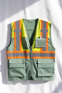 Gilet de sécurité réfléchissant marron avec panneaux en maille et plusieurs poches pour les travaux de construction et de circulation - Product Image 4