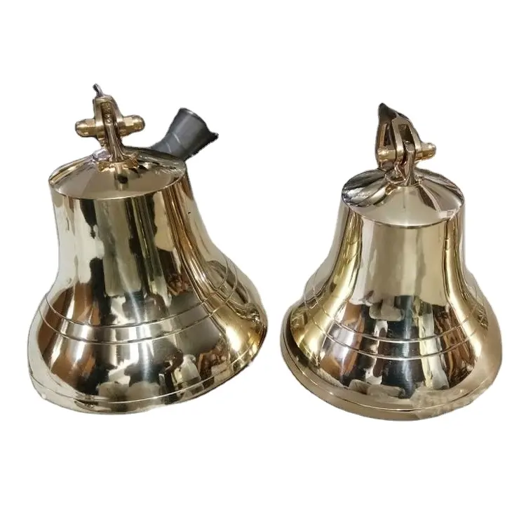 Bells Marine Messing Houten Handvat Messing Nautische Bell/Indian Religieuze Metalen Art & Collectible Aangepaste Vorm Messing Plating Model