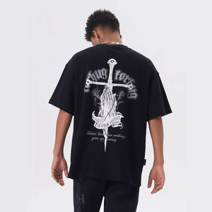 T-shirt Oversize Vintage Lavé 100% Coton, Style Urbain Streetwear, Mode High Street, Vente en Gros OEM - Product Image 4