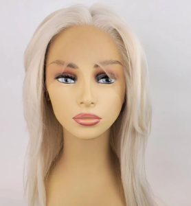 Perruque synthétique lisse dégradée blond platine en gros, résistante à la chaleur, avec frange latérale, pour cosplay et fête, pour femmes - Product Image 2