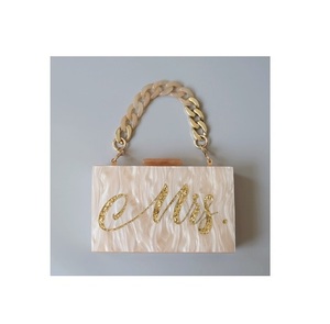 Bolso de Mano de Resina para Mujer, con Cadena Dorada, Forma Rectangular, para Bodas y Fiestas, Bolso de Mano de Resina Epoxi para Mujer - Product Image 1