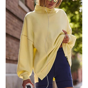 Sweat-shirt oversize pour femme de haute qualité, automne/hiver, design streetwear élégant, molleton épais 100% coton, col montant, personnalisable - Product Image 4