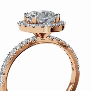 Radiance <b>Crown</b> Round Halo Lab Grown Diamond Engagement <b>Ring</b> in 18K Rose Gold Luxury IGI Certified for Women's Wholesale Export - Product Image 3